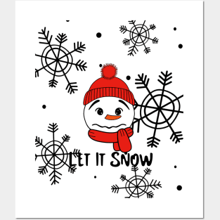 Let It Snow Snowman Face Posters and Art